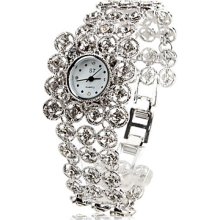 Vintage Women's Modern Alloy Style Analog Quartz Bracelet Watch (Silver)