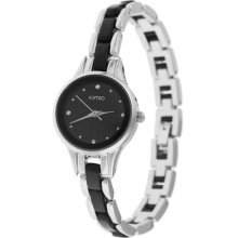 Waterproof Charming Style Crystal Inlaid Lady's Wrist Watch (Black) - Stainless Steel - Black