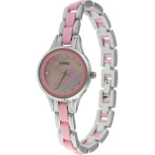 Waterproof Charming Style Crystal Inlaid Lady's Wrist Watch (Pink) - Stainless Steel - Pink