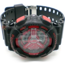 Waterproof Sporty Double Movement Digital Stop Watch&Night Light-Red