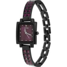 Waterproof Stylish Crystal Band Square Dial Lady's Wrist Watch (Purple) - Purple - Stainless Steel