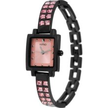 Waterproof Stylish Crystal Band Square Dial Lady's Wrist Watch (Pink) - Metal - Pink