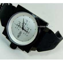 Welder Men Chrono Watch K26-5301 Black Ionsteel 4 Color Lenses Poly-u + Leather