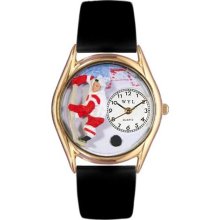 Whimsical Watches C-0820002 Womens Hockey Black Leather And Goldtone Watch