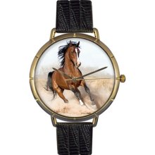 Whimsical Watches Unisex Arabian Horse Photo Watch with Black Leather