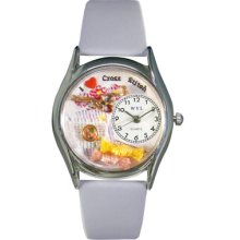 Whimsical Watches Unisex Cross Stitch Theme Baby Blue Leather Baby Blu