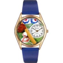 Whimsical Womens Baseball Royal Blue Leather And Goldtone Watch # ...