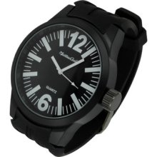 White Big Number Black Face & Jelly Rubber Band Bracelet Watch