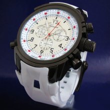 White Gun Geneva Round Heavy Case Hard Rubber Oversized Sport Men's Watch