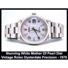 White Mother Of Pearl Dial Rolex Oysterdate Precision - 1970