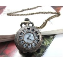 Wholesale 10pcs/lot Roman Vintage Quartz Pocket Watch Necklace Watch