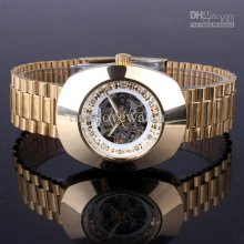 Wholesale 4pieces Skeleton Automatic Mechanical Men Watch Circle Gol