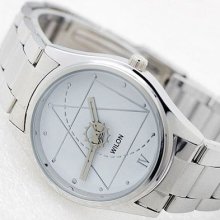 Wilon White Geometric Dial Womens Mens Stainless Steel Fashion Promotion Watch