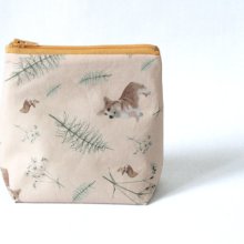 winter corgi - orange zipper pouch