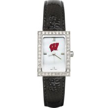 Wisconsin Women's Black Leather Strap Allure Watch