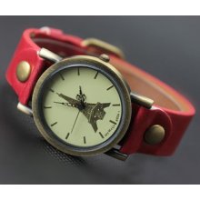 Women Girl Boy The Eiffel Tower Style Students Pu Leather Wristwatch Watches