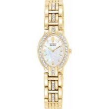 Womenandamp;apos;s Gold Tone Silhouette Eco Drive Mother Of Pearl Dial Swarovski Crystals - Watch