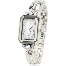 Women's Alloy Analog Quartz Bracelet Watch with Czekh Diamond (Silver)