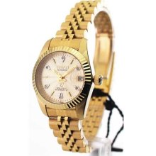 Womens Croton Steel Automatic Diamond Date Watch CR207699YLCD