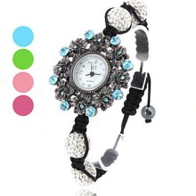 Women's Fabric Analog Quartz Bracelet Watch (Black)