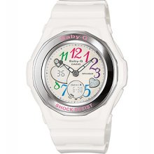 Women's Gem Dial White Casio Baby-g Ref. Bga101-7b Quartz Watch