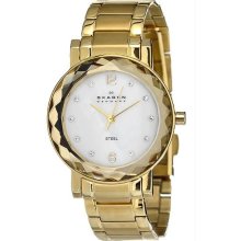 Women's Gold Tone Stainless Steel Dress Mother of Pearl Dial