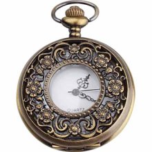 Women's Hollow Alloy Analog Quartz Pocket Watch (Bronze)