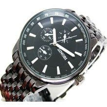 Womens Ladies 3d Big Dial Stainless Steel Wrist Watch Black