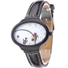 Women's Little Baby Style PU Analog Quartz Wrist Watch (Black)