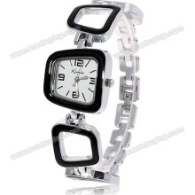 Womens new Kimio stainless steel black & chrome quartz watch w/white face