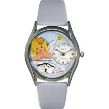 Womens Nurse Angel Baby Blue Leather & Silvertone Watch - S-0610007