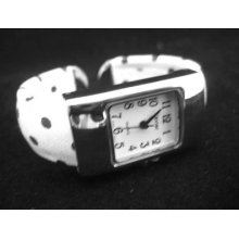 Women's Polka Dot Wristwatch Silver Quartz Wrist White Black Fashion Watch