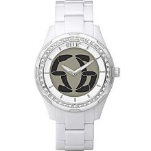 Women's Relic By Fossil White Acrylic Big Tic Crystal Glitz Watch Zr55246