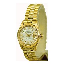 Women's Rolex President Preowned Gold/Fluted Bezel/White MOP Diamond