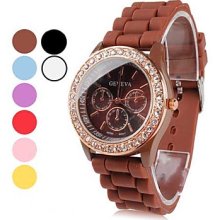 Women's Rose Gold Plastic Analog Quartz Wrist Watch (Assorted Colors)