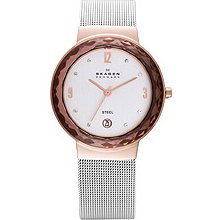 Women's Silver Round Mop Dial Watch