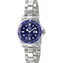 Women's Stainless Steel Case and Link Bracelet Pro Diver Blue Dial Date Display