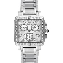 Women's Stainless Steel Diamond Chronograph Silver Dial