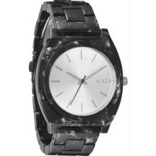 Women's Time Teller Black Plastic Resin Case and Bracelet Silver Dial