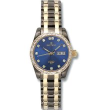 Women's Two Tone Black Stainless Steel Automatic Blue Dial