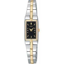 Women's Two Tone Stainless Steel Petite Dress Watch Black