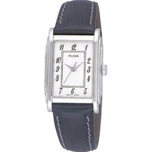 Women's White Dial Leather Strap