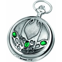 Woodford Quartz Pocket Watch, 1914/Q, Men's Chrome-Finished Archibald Knox Pattern With Chain (Suitable For Engraving)