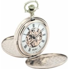 Woodford Skeleton Full-Hunter Pocket Watch, 1048, Men's Twin-Lidded Sterling Silver With Albert (Suitable For Engraving)