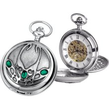 Woodford Skeleton Pocket Watch, 1914/Sk, Men's Chrome-Finished Archibald Knox Pattern With Chain (Suitable For Engraving)