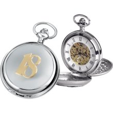 Woodford Skeleton Pocket Watch, 1898/Sk, Men's Chrome-Finished Gilt 18Th Birthday Pattern With Chain (Suitable For Engraving)