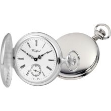 Woodford Swiss-Made Mechanical Full-Hunter Pocket Watch, 1064, Men's Sterling Silver Separate Second-Hand Dial With Albert (Suitable For Engraving)