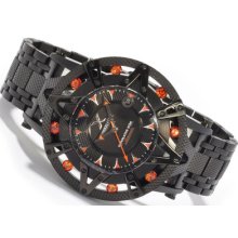 Xoskeleton Superlative Auto Black Watch W/orange Stones Bnib - Limited Edition