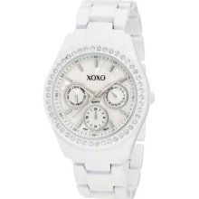 Xoxo Women's Xo114 Rhinestone Accent White Enamel Bracelet Casual Watch, White