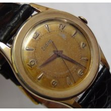 Zodiac Men's Gold Swiss Made Unique Dial Watch w/ Hirsch Strap